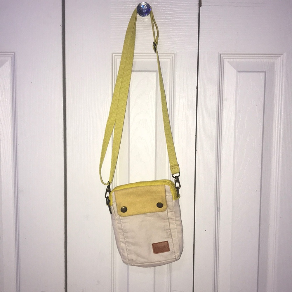 YELLOW AND BEIGE CROSSBODY BAG 4 POCKETS